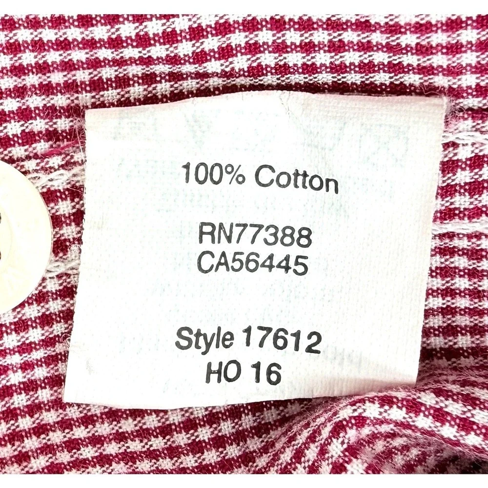 J Crew Red Gingham Button Up Shirt Sz L Preppy Classic Americana Summer Cotton
